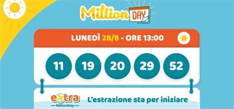 Estrazione dell'ultimo concorso MilliionDAY .